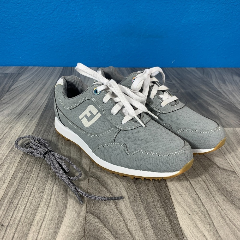 FootJoy FJ Sport Retro Spikeless Golf Shoes 92385R Womens Size 6 M Gray White